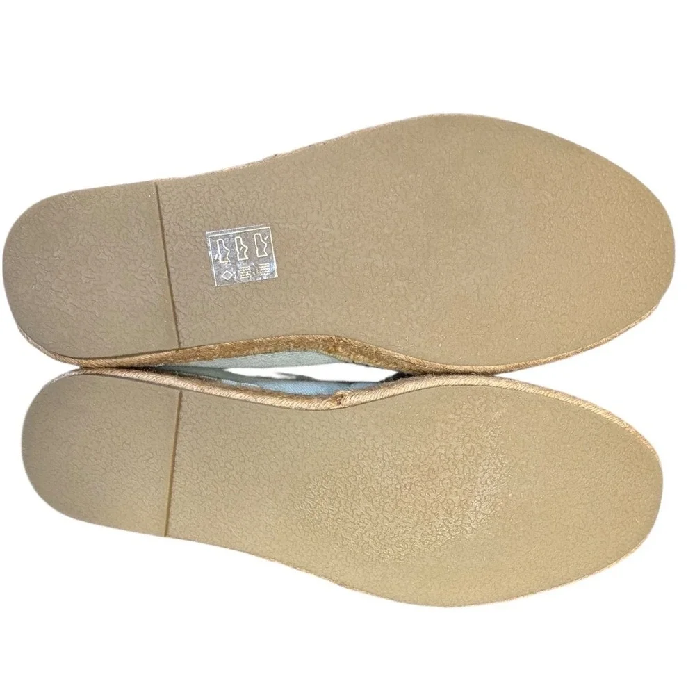 NWOT ASOS Blue Denim Black Cap‎ Toe Espadrille Flat Shoes Women's Size 7